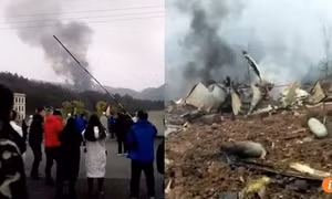 Video máy bay quân sự Trung Quốc loạng choạng trên không trước khi rơi xuống