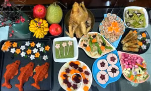 Mâm cỗ cúng ông Công, ông Táo của mẹ đảm khiến cư dân mạng trầm trồ