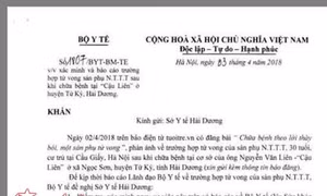 Bộ Y tế yêu cầu xác minh thông tin vụ sản phụ tử vong tại Hải Dương