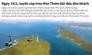 Ngày 14/2, tuyến cáp treo Hòn Thơm bắt đầu đón khách