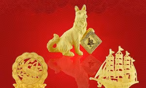 Sản phẩm vàng hình linh vật năm Tuất đắt hàng ngày vía Thần Tài