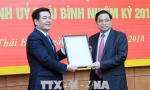 Trao quyết định chuẩn y đồng chí Nguyễn Hồng Diên làm Bí thư Tỉnh ủy Thái Bình