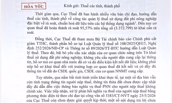 Cục Thuế yêu cầu chuẩn hóa dữ liệu, gỡ vướng về thuế đất 