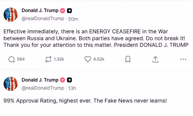 Ảnh chụp bài đăng của Tổng thống Trump.