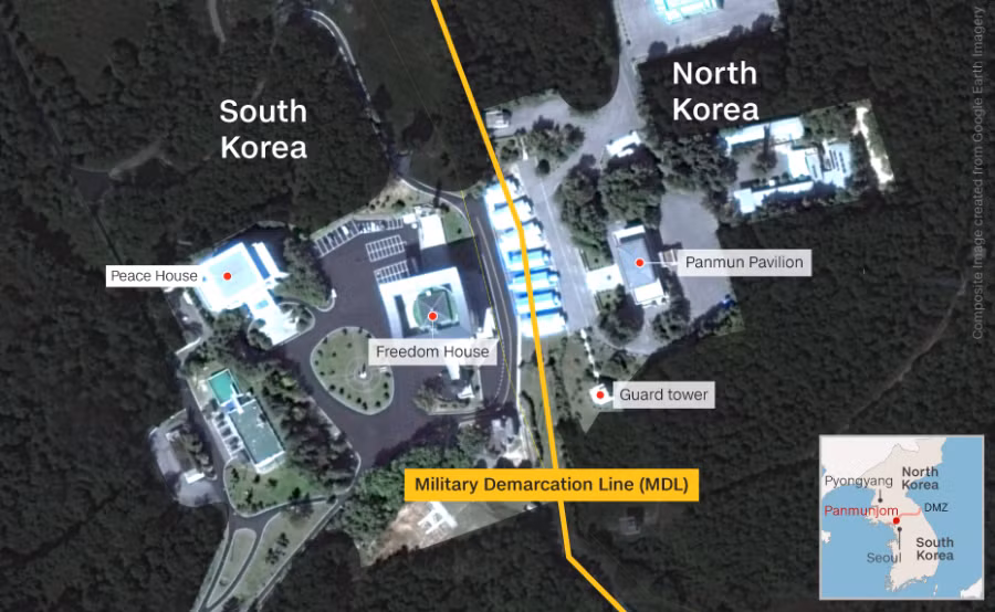 DMZ là khu vực rộng 4km cắt ngang bán đảo Triều Tiên tại vĩ tuyến số 38. Nhà Hoà bình là nơi duy nhất tại DMZ nơi binh sĩ Triều Tiên và Hàn Quốc đứng mặt đối mặt.