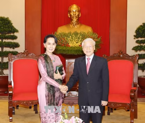 Tổng Bí thư Nguyễn Phú Trọng tiếp Cố vấn Nhà nước Myanmar ảnh 1