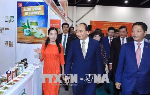 Thủ tướng tham quan gian hàng Việt Nam tại Hội chợ Thực phẩm và Khách sạn châu Á 2018 ảnh 1