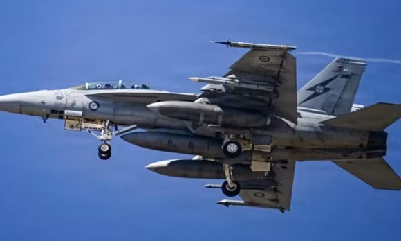 Chiếc F/A-18F Super Hornet của Không quân Hoàng gia Australia huộc Phi đội số 1 của Australia tại Căn cứ Hải quân Ventura County Point Mugu ngày 11/9/2026. Ảnh: Hải quân Mỹ