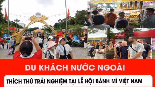 Du khách nước ngoài thích thú trải nghiệm ẩm thực bánh mì Việt Nam
