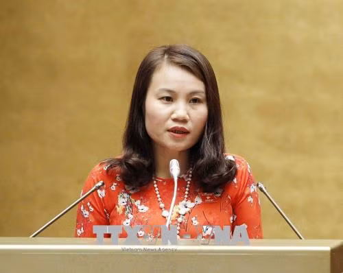 Đại biểu Quốc hội tỉnh Thanh Hóa Bùi Thị Thủy chất vấn. Ảnh: Văn Điệp/TTXVN