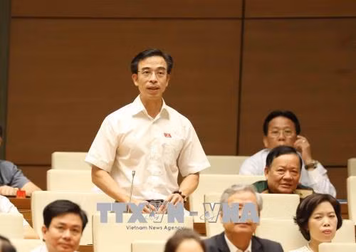 Đại biểu Quốc hội thành phố Hà Nội Nguyễn Quang Tuấn chất vấn. Ảnh: Phương Hoa/TTXVN
