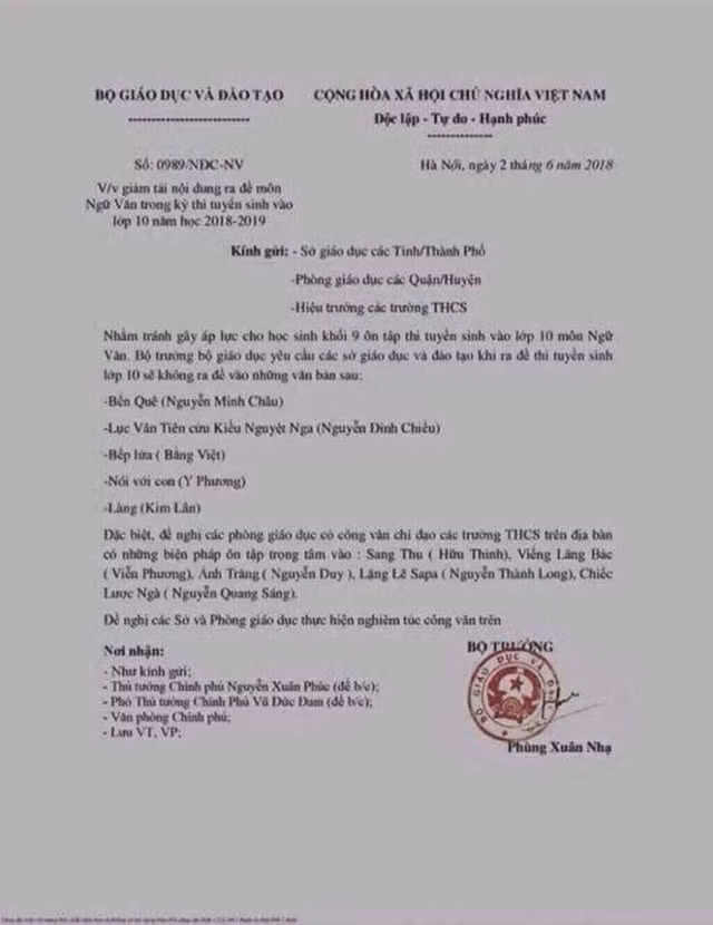 Đề nghị Công an điều tra công văn giả mạo giảm tải đề vào lớp 10 ảnh 1