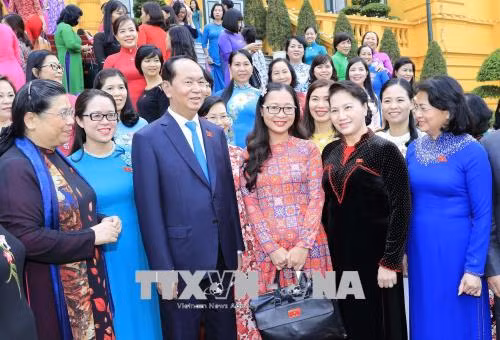 Chủ tịch nước Trần Đại Quang gặp mặt các nữ đại biểu Quốc hội khóa XIV ảnh 2