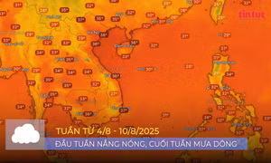 Thời tiết tuần từ 4 - 10/8: Nắng cháy đầu tuần, mưa dông cực đoan cuối tuần