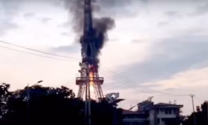 Cháy tháp truyền hình Tuyên Quang