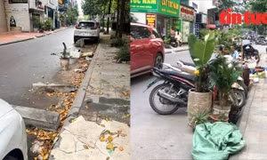 Muôn kiểu 'cắm mốc' dưới lòng đường để giữ chỗ đỗ xe