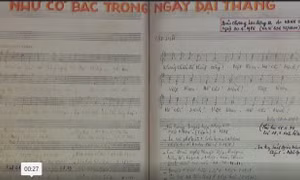 Trưng bày bản thảo 'Như có Bác trong ngày vui đại thắng' còn nguyên bút tích của nhạc sĩ Phạm Tuyên