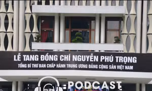 Lễ Quốc tang Tổng Bí thư Nguyễn Phud Trọng diễn ra tại Hội trường Thống Nhất, TP Hồ Chí Minh.
